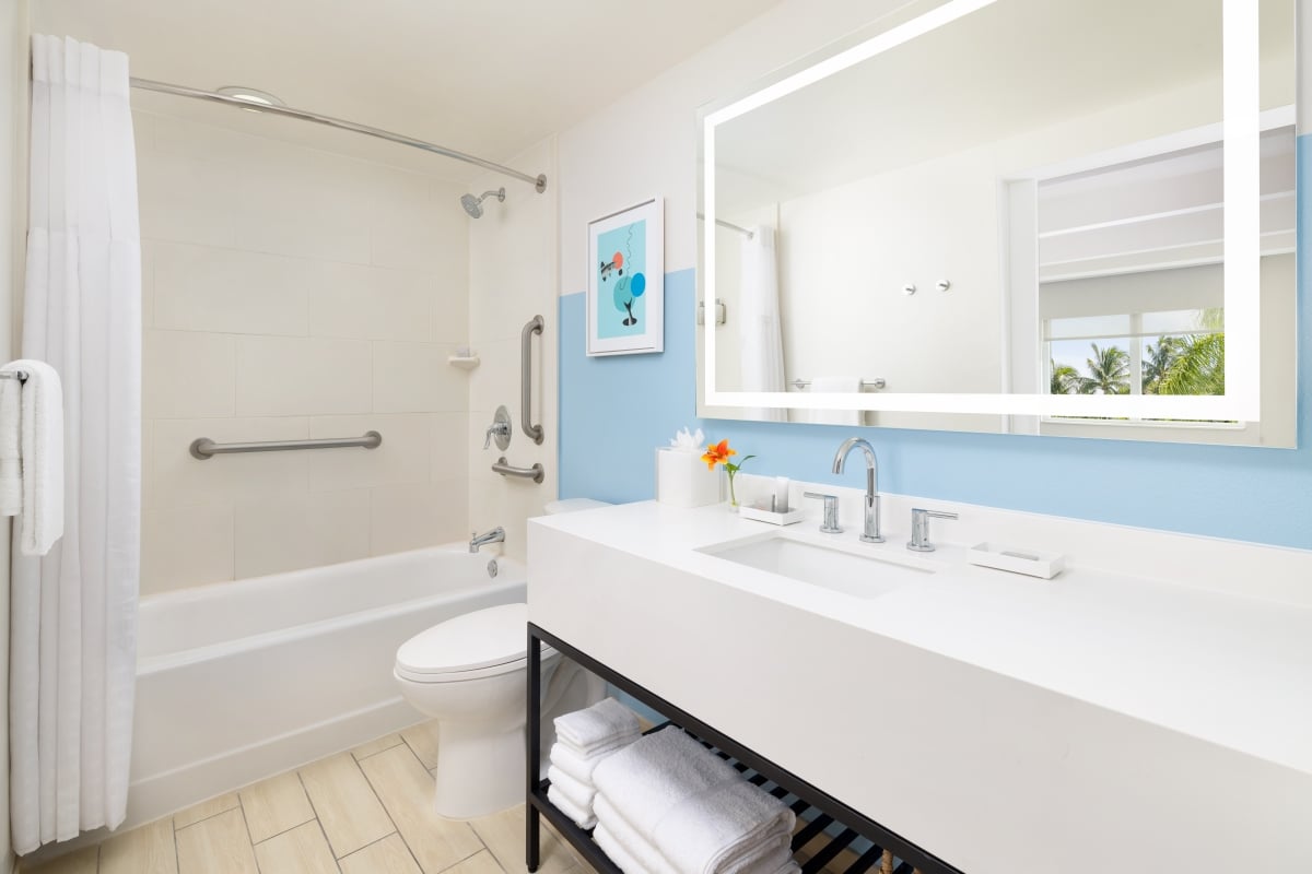 Ocean View Studio Suite bathroom Blue Flamingo Resort Key West