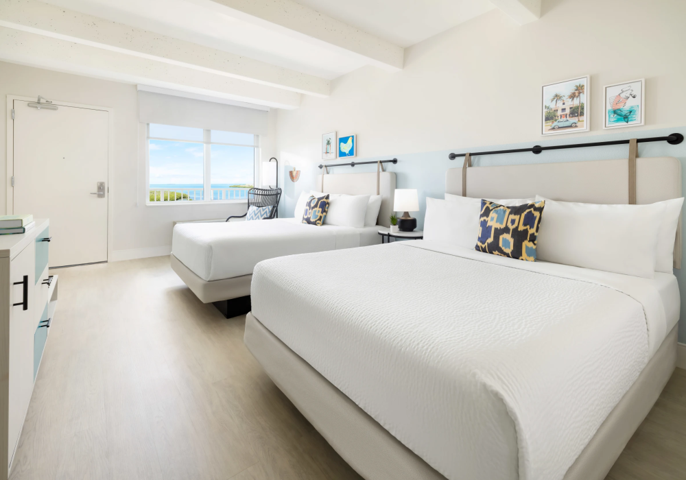 Two queens ocean view room at Blue Flamingo Resort Key Weset