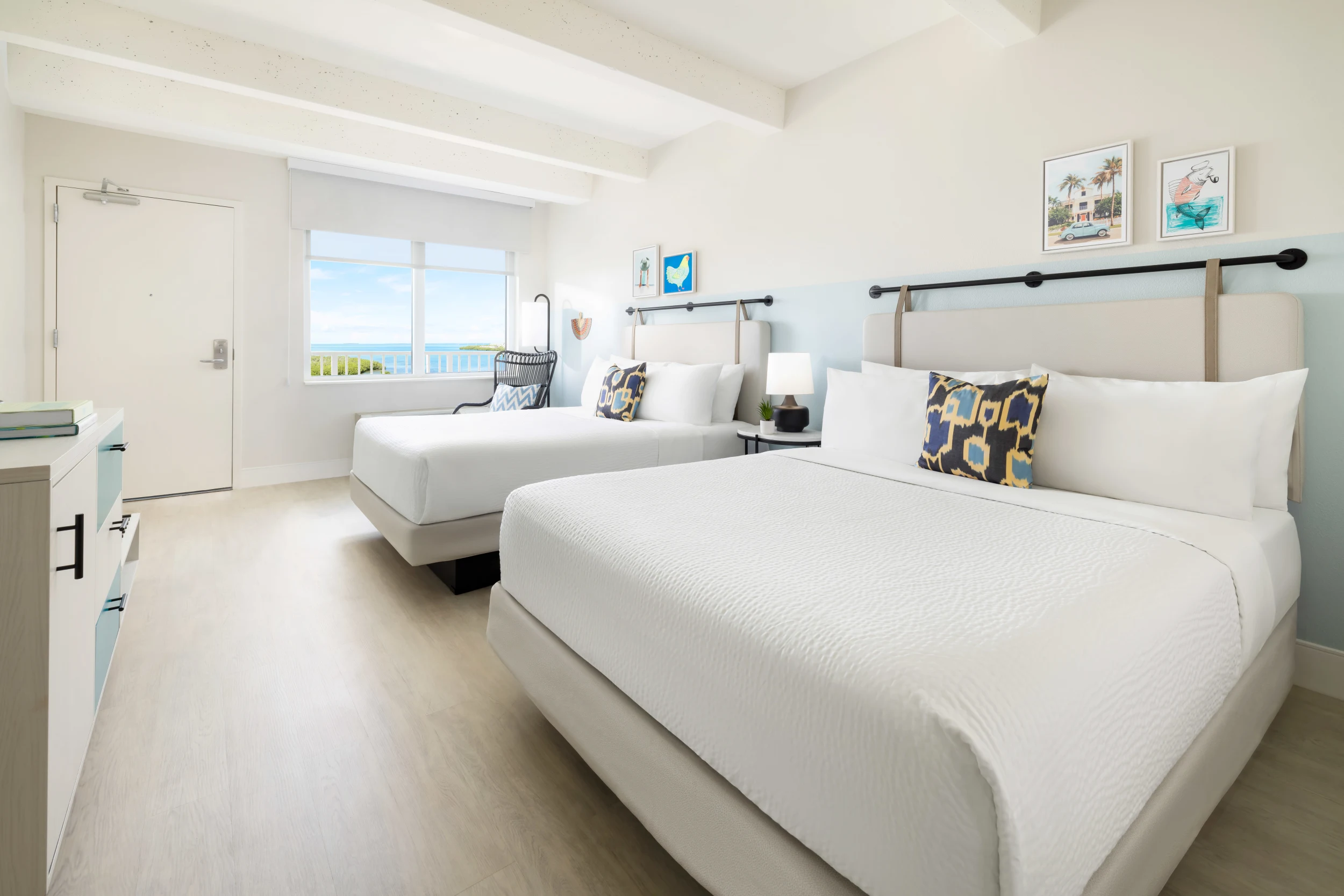 Two queens ocean view room at Blue Flamingo Resort Key Weset