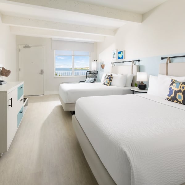 Ocean View Two Queen Beds Accessible Blue Flamingo