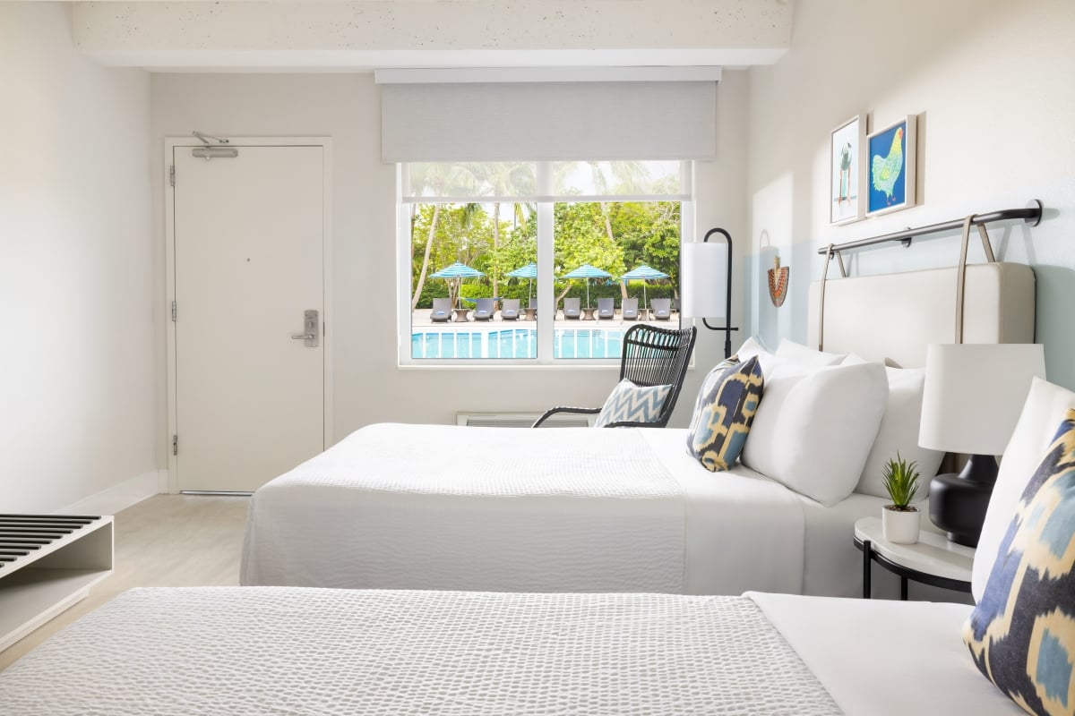 Pool View Two Queen Beds Hearing Accessible at Blue Flamingo Resort Key West