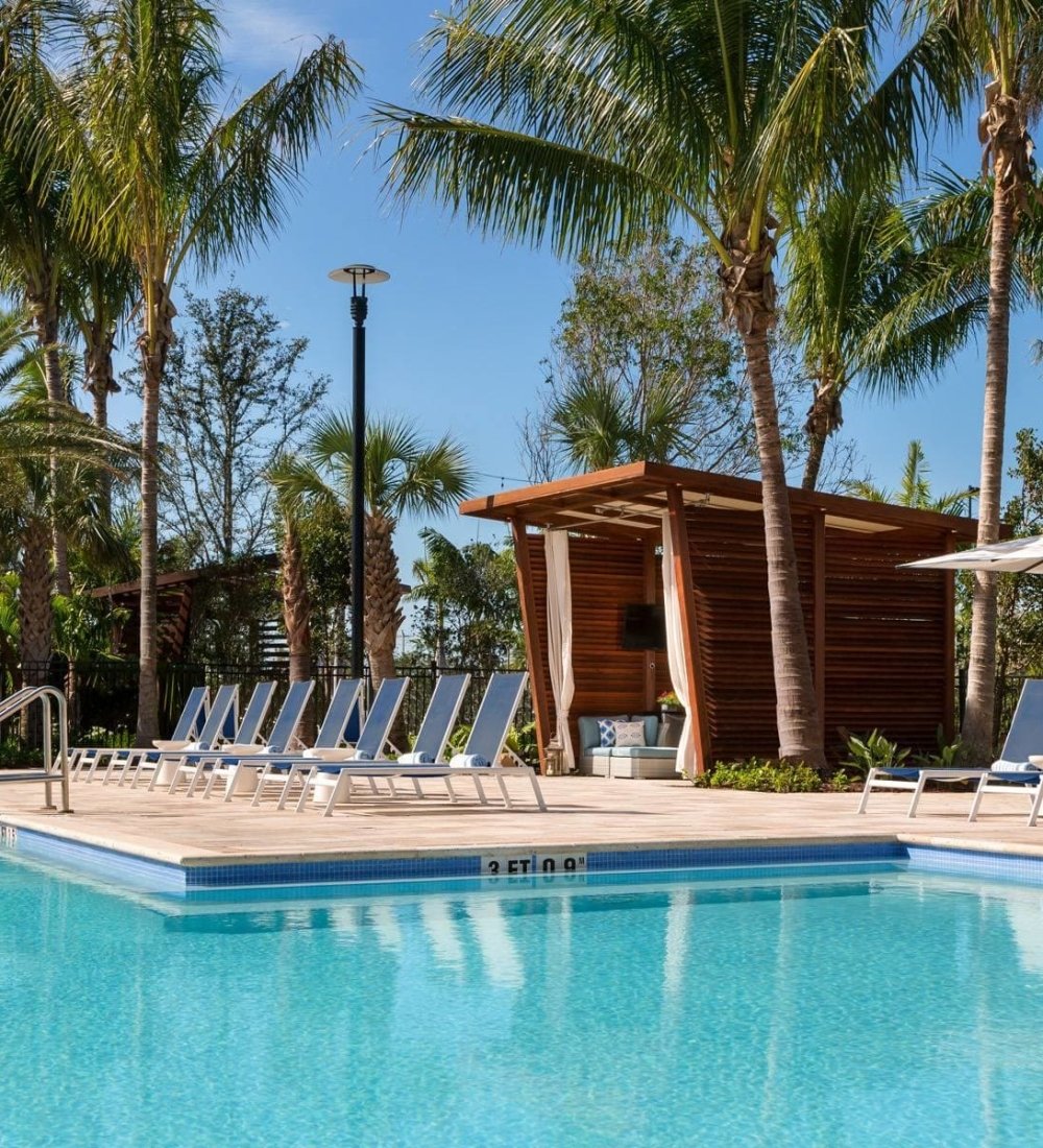 Pool and lounge chairs at Blue Flamingo Resort Key West