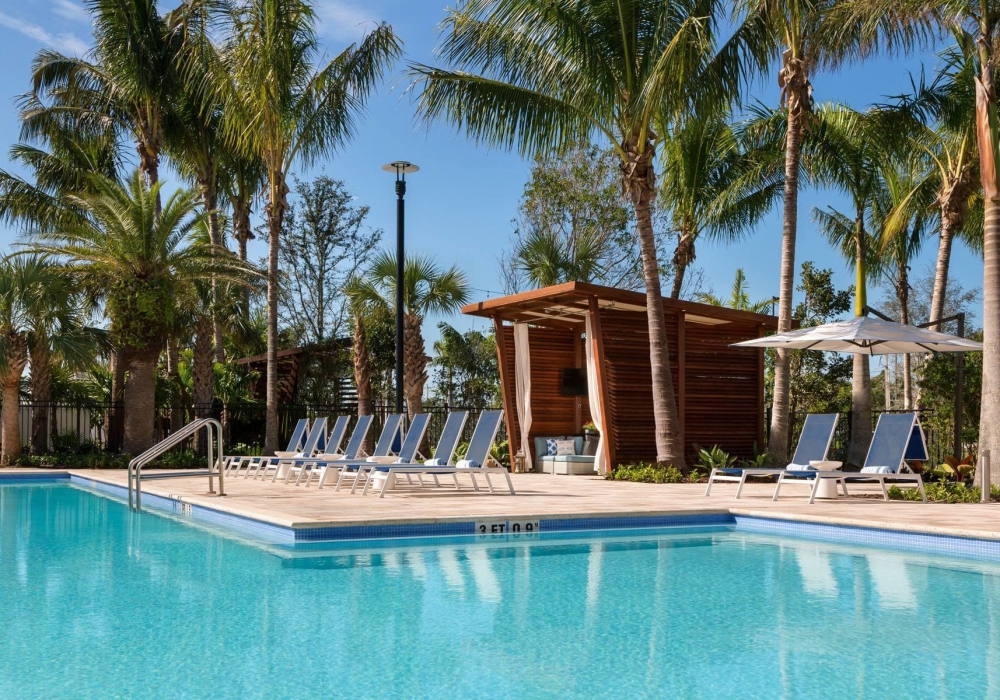 Pool and lounge chairs at Blue Flamingo Resort Key West