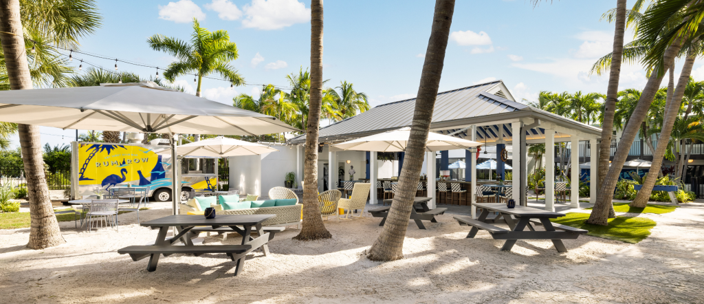 Colorful tropical cocktails served at Rum Row at Blue Flamingo Resort Key West